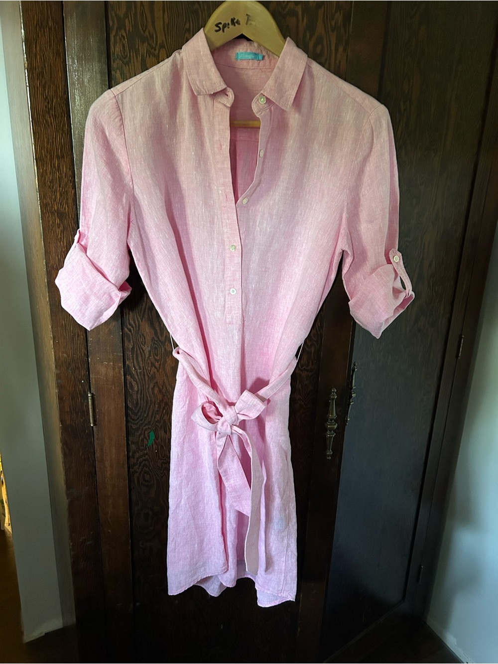 J. McLaughlin Pink Linen Shirt Dress